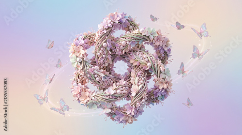 Elegant Intertwined Floral Knot with Magical Butterflies