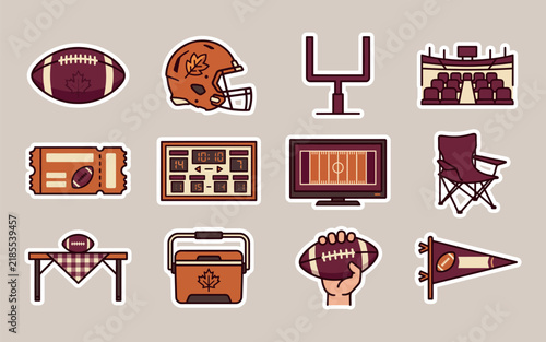 Bild auf Leinwand Flat football-themed icons and illustrations set