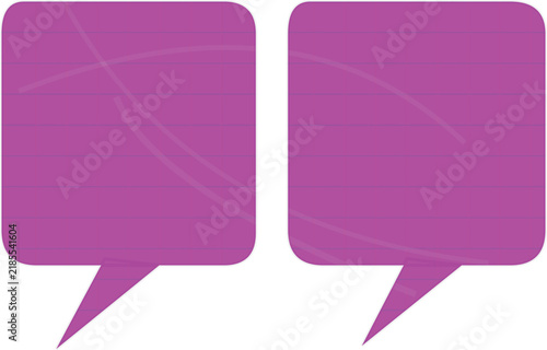 Two purple speech bubbles with quotes icon