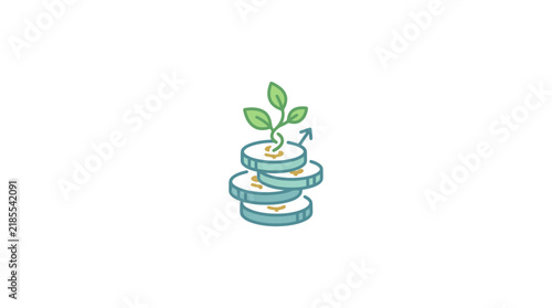 Growing Money Stack With Sprout And Up Arrow Icon