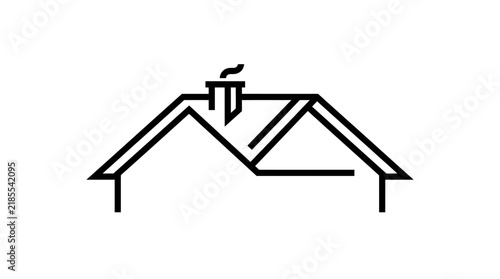 Minimalist House Roof Icon with Chimney and Smoke