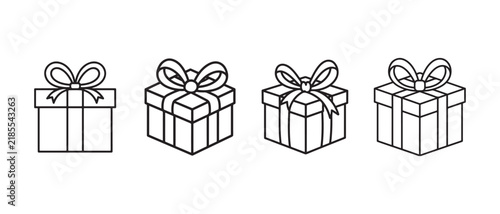 Gift Box Present Celebration Outline Icon Collection.