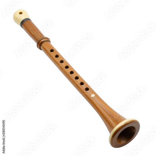 Cuadro en lienzo Natural wood recorder musical instrument with woodwind instrument