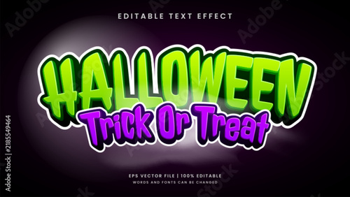 Halloween trick or treat 3d editable text effect style