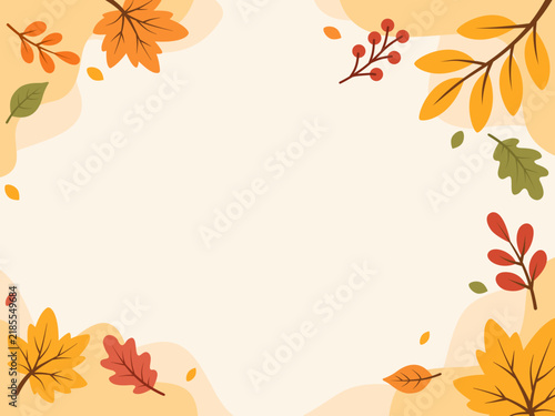 Cute Autumn Seasonal Background With Leafy Border
