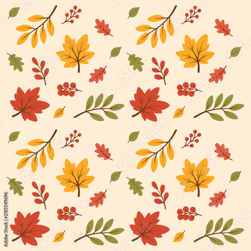 Seamless Autumn Leaves And Branches Pattern Background