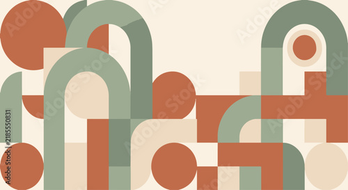 Bauhaus Swiss Minimalist Geometric Shapes Abstract Graphic Background