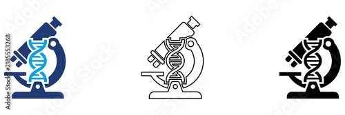 Canvastavla Multicolor Research Microscope Icon Set with Filled and Outline Styles for Scien