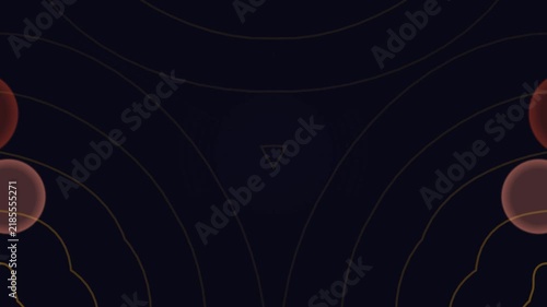 Abstract Dark Geometric Background with Subtle Glowing Circles Waves and Symmetrical Tech Lines