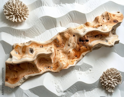 Beautifully Crafted Wooden Platter with Unique Natural Patterns on Textured Background