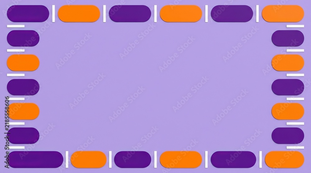 Fototapeta premium Purple and Bright Orange Rounded Rectangles