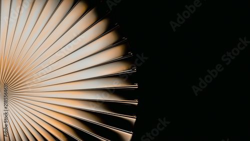 Abstract Bronze Copper Radial Fan Stripe Dark Background 3D Render