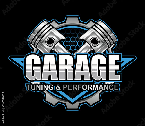 garage tuning and performance automotive logo business editable text effect font style template design