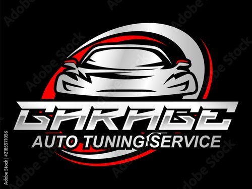 garage auto tuning service repair automotive logo business editable text effect font style template design