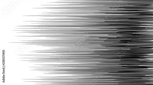 Fototapeta 白背景の横長・左から右へ伸びる繊細な漫画スピード線背景素材