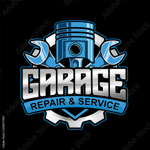 garage repair and service automotive logo business editable text effect font style template design