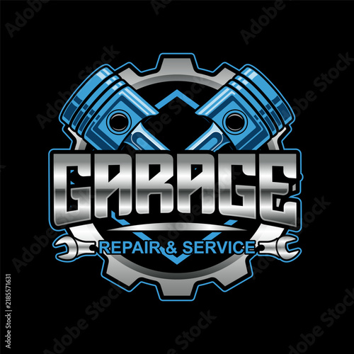 garage repair and service logo business automotive editable text effect font style template design