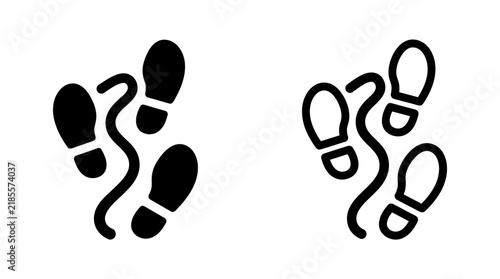 Canvas Print Footprints trail path icon set in black and white styles with footprints