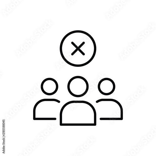 Group ban, 3 users and cross. Pixel perfect, editable stroke vector icon