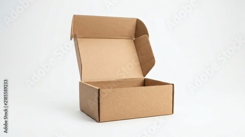 Set of 3 Open Brown Cardboard Boxes for Delivery and E-Commerce, Minimalist Packaging Samples on White Background