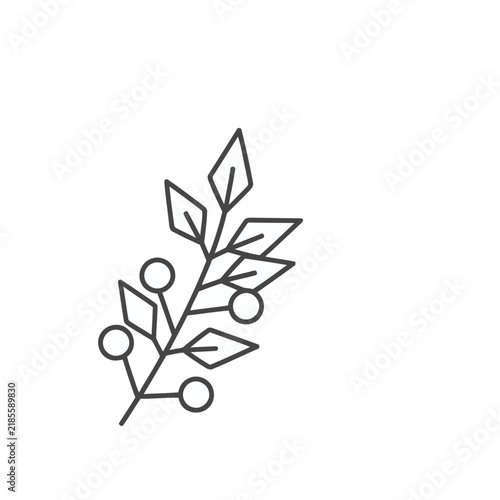Outline of a branch with leaves and berries