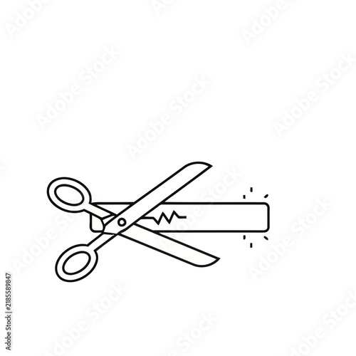 Scissors cutting a line