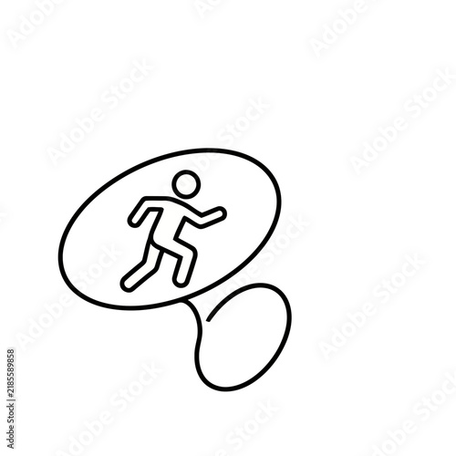 Running person icon in speech bubble