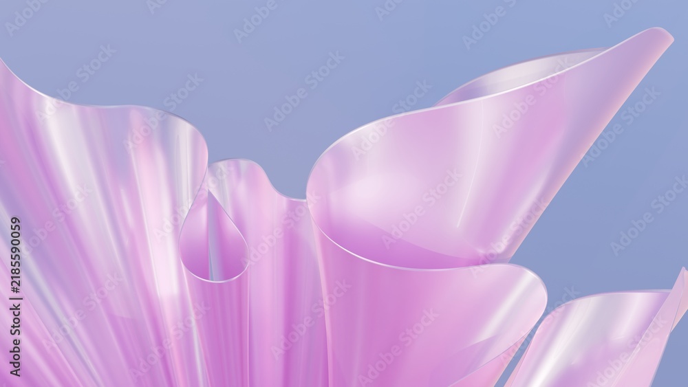 Fototapeta premium Abstract 3D background with glossy pink and lavender flowing wavy sheets