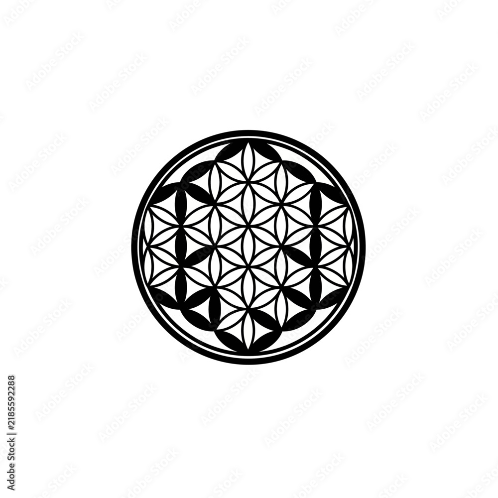 Obraz premium Sacred Geometry Flower of Life Symbol, Abstract Geometric Pattern, Spiritual Harmony and Unity