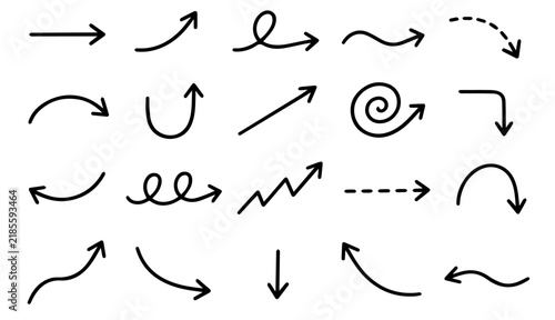 Hand Drawn Doodle Arrow Collection on White Background