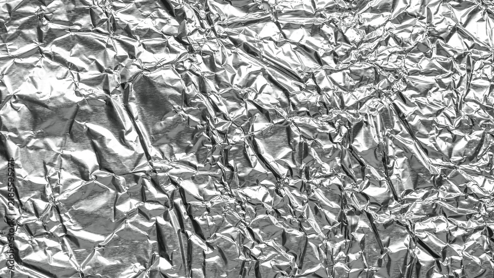 Obraz premium Shiny metal silver gray foil leaf crumpled texture background