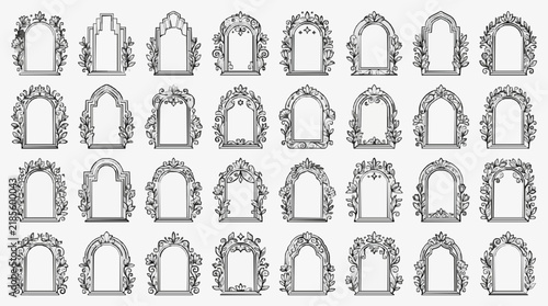 Elegant Architectural Door and Window Frames with Ornate Decorative Molding Designs