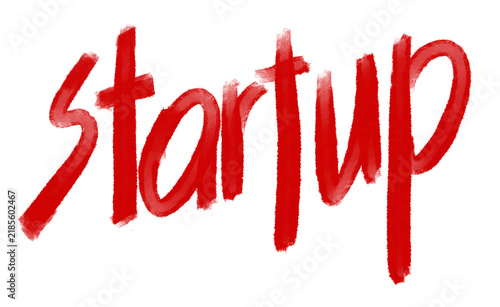 STARTUP in Red Brushstroke Font
