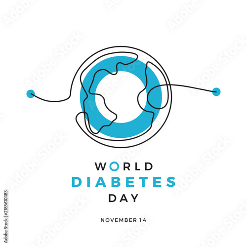 World Diabetes Day Awareness Logo With Blue Circle Symbol and November 14 Global Health Campaign