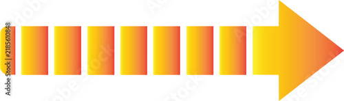 Yellow Orange Gradient Dashed Right Arrow Vector Icon Isolated on Transparent Background for Web Design, UI, and Navigation Graphics