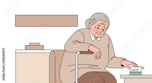 Elderly Woman Contemplating Medicine Box