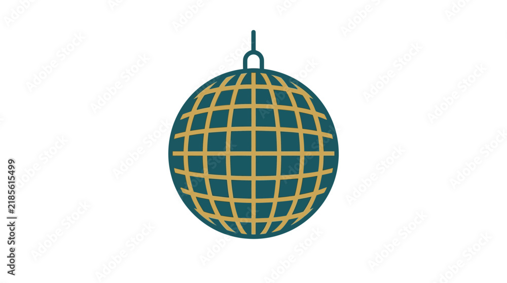 Obraz premium Green and gold disco ball icon.
