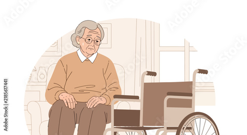 Elderly Person Feeling Isolated With Wheelchair Nearby