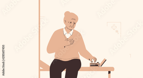 Elderly Person Experiencing Discomfort Seeking Medical Aid
