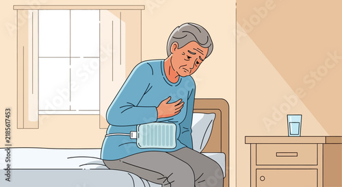 Elderly Person Experiencing Discomfort While Wearing Medical Device