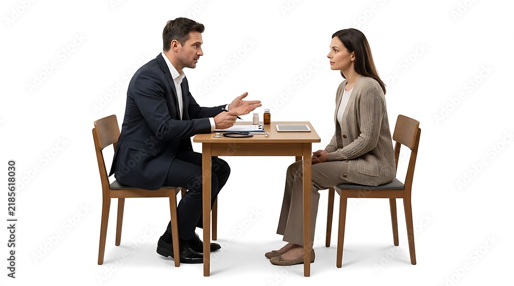 Obraz premium Doctor consulting with female patient in office
