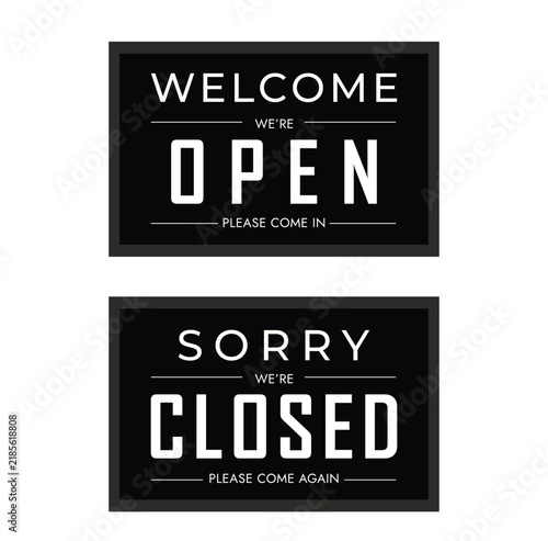 Open and Closed Sign Vectors Set for Retail Store, Shop Front, or Restaurant, open and closed sign, open sign, closed sign, Modern open closed sign, 