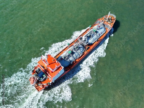 Aerial View of an Oil Tanker Sailing Through the North Sea