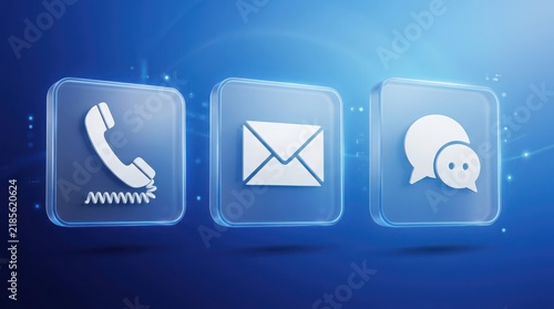 Modern communication icons featuring phone call email and chat bubbles