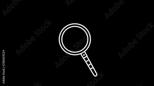 Magnifying Glass Outline Icon Minimalist White Search Symbol on Black Background