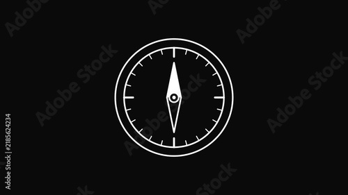 Minimalist Compass Icon for Digital Navigation and Wayfinding - Simple Outline Symbol for Travel, Exploration, and Guidance Concepts on a Dark Background