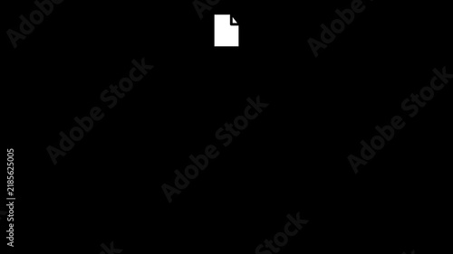 Minimalist white document icon centered on a sleek solid black background for user interface design
