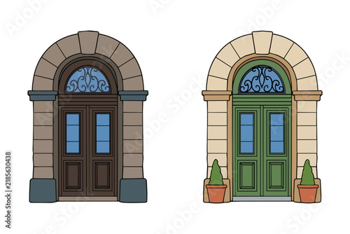 Architectural building entrance vector illustration