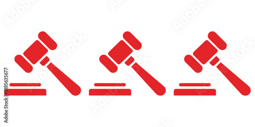 Foto Red Judge Gavel Icons Featuring Auction Bidding, Justice, Courtroom, Legal Autho