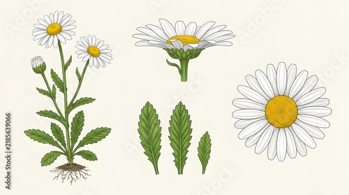 camomile flowers isolated on white background